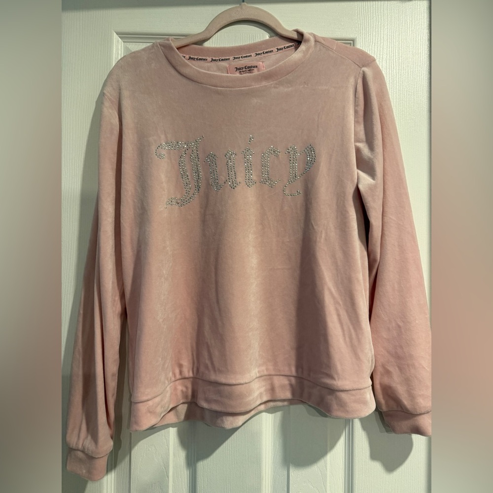 Juicy Couture Pink Rhinestone Velour Sweatshirt
